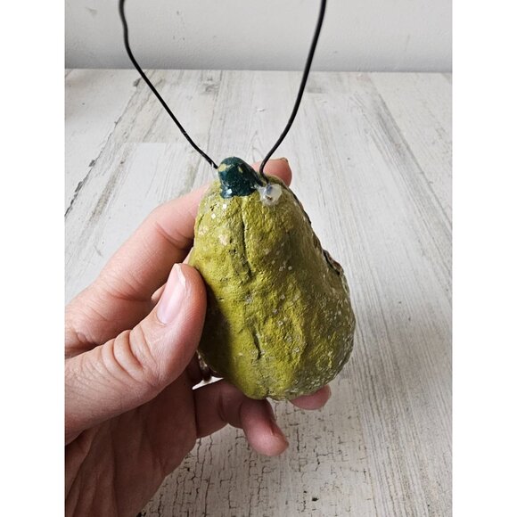 Vintage dept 56 green pumpkin gourd ornament Halloween glitter shabby chic uniqu - Picture 6 of 7